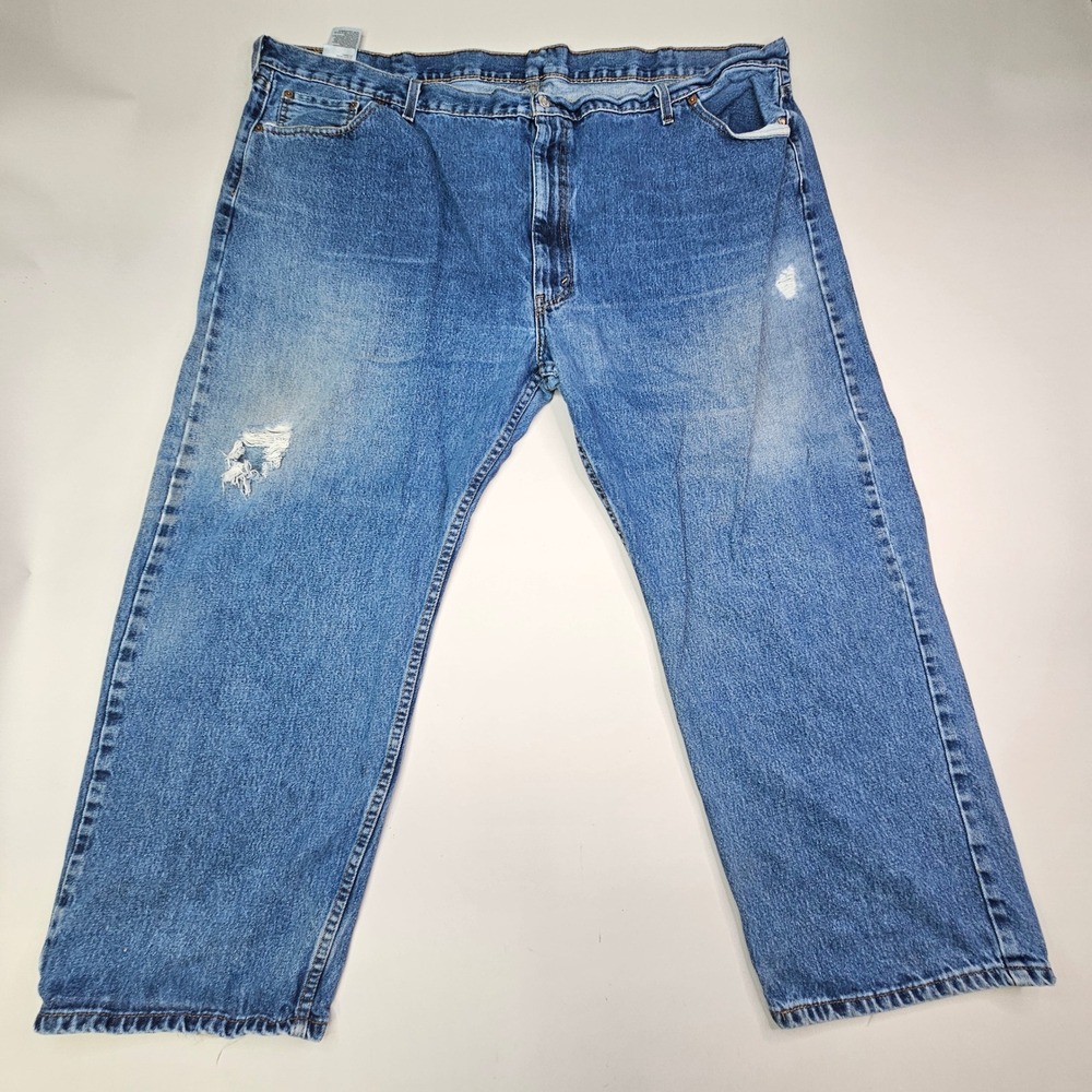 Levi's 550 Relaxed Fit Jeans Men 48x27 Blue Good Distressed Medium Wash Denim